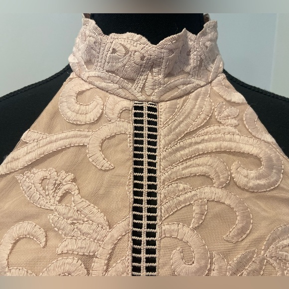 Bardot Pink Lace Midi Dress With Crochet Details EUC - Picture 6 of 15